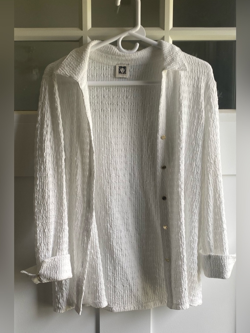 Anne Klein White Textured Button-Front Shirt